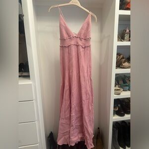 free People pink maxi dress with adjustable tie